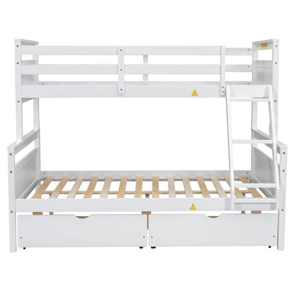 Bunk bed white wooden with ladder and safety guardrail HouseOfZazla on Tampa Home & Garden Store
