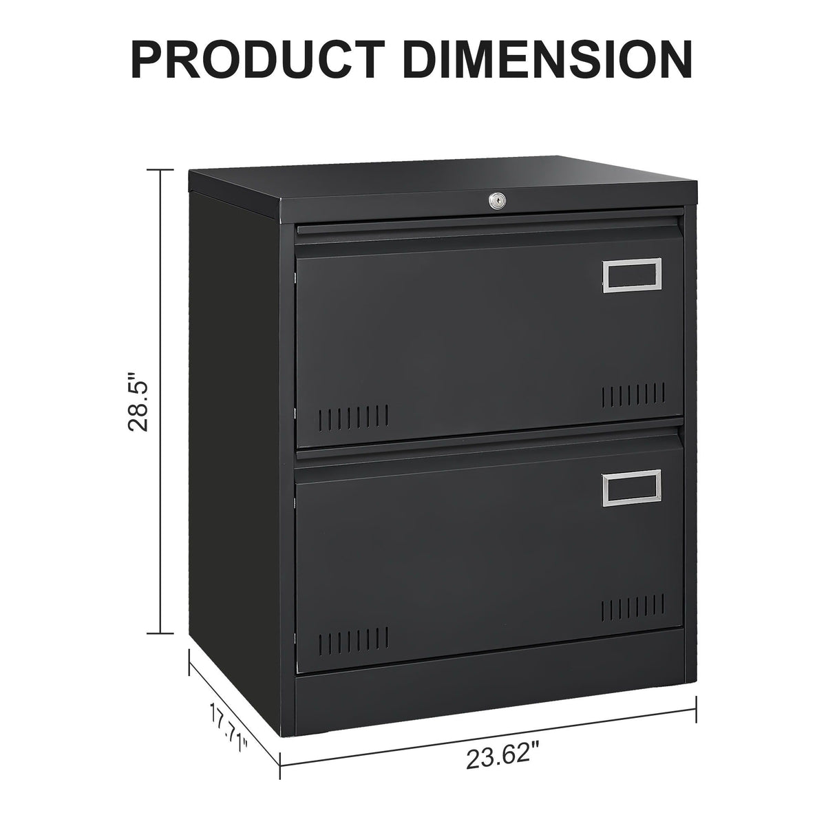 Black metal lateral filing cabinet with lock, 2 drawers, HouseOfZazla on Tampa Home & Garden Store