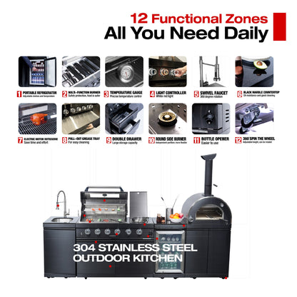 Black Double Steel Gas Grill And Pizza Oven