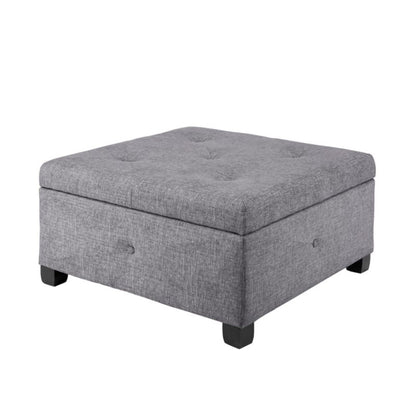 Aspen Ottoman Soft Close Storage gray fabric with tufted lid by Unique Piece Furniture on Tampa Home & Garden Store