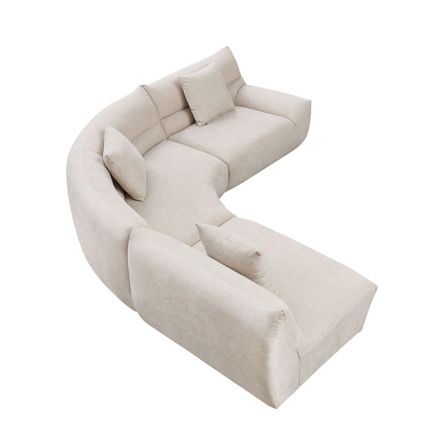 Modular Curved Sectional Sofa and Three Pieces