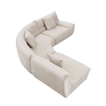Modular Curved Sectional Sofa and Three Pieces