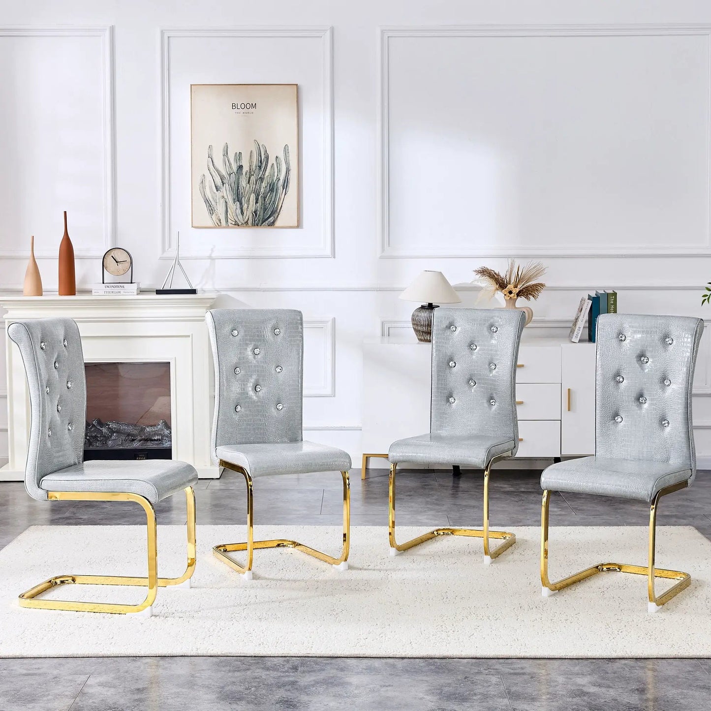 Elegant Faux Alligator Upholstered Dining Chairs