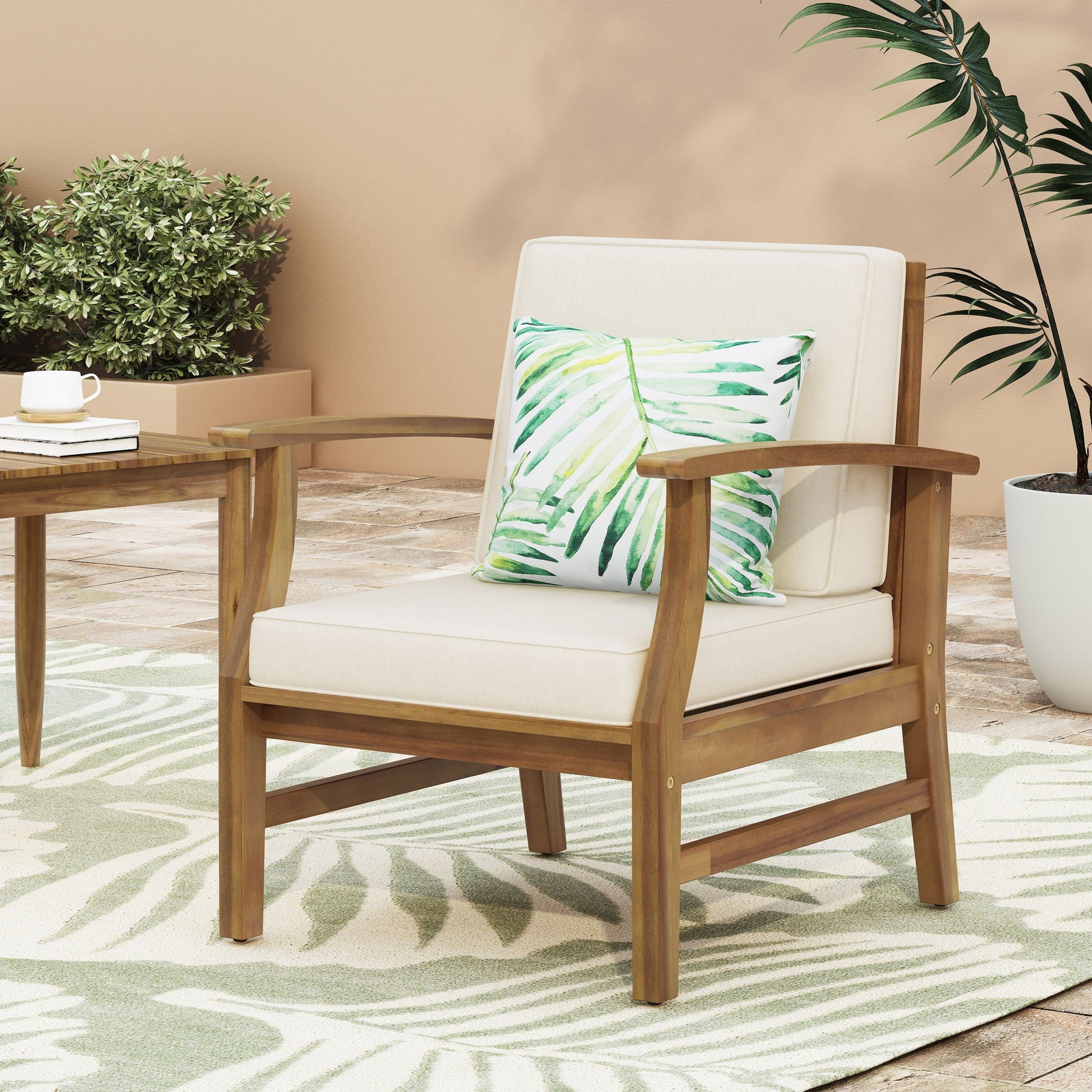 Perla Contemporary Club Chair beige cushions with water resistant cushion by HouseOfZazla on Tampa Home & Garden Store