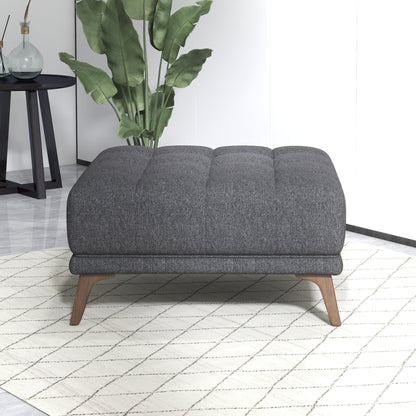 Addisson Square Upholstered Ottoman by HouseOfZazla, gray textured fabric, mid-century design on Tampa Home & Garden Store