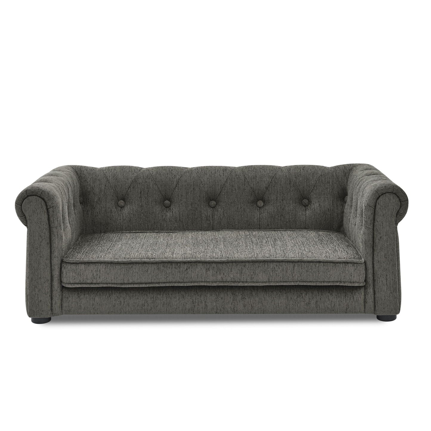 Modern Elegant Rectangle Pet Bed Dog Sofa in gray tufted fabric, elevated design by HouseOfZazla on Tampa Home & Garden Store