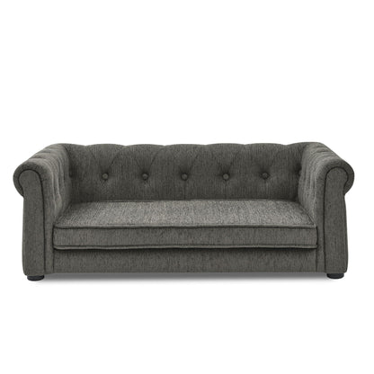 Modern Elegant Rectangle Pet Bed Dog Sofa in gray tufted fabric, elevated design by HouseOfZazla on Tampa Home & Garden Store