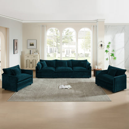 Solid Wood Sofa Set and Two Modern Accent Chairs