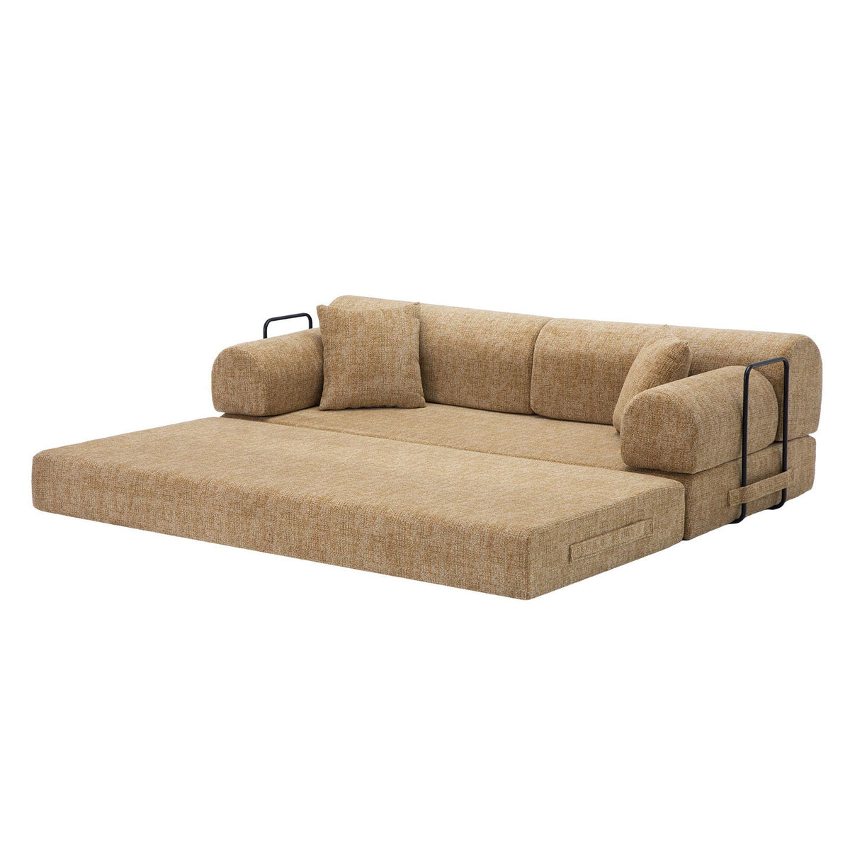 Modern Two Tone Fabric Sofa and Convertible Bed