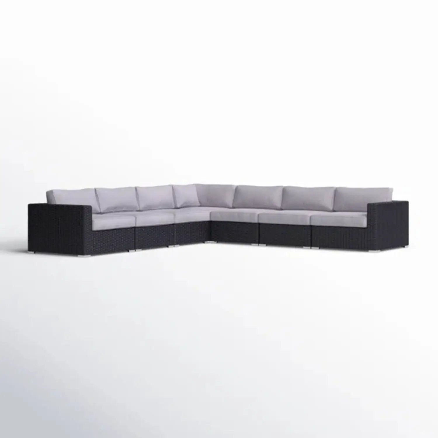 Stationary wicker sectional gray Sunbrella cushions Unique Piece Furniture on Tampa Home & Garden Store