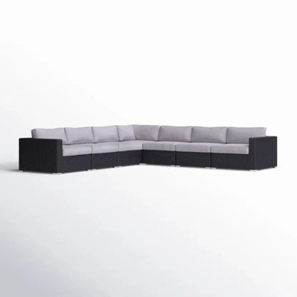 Stationary wicker sectional gray Sunbrella cushions Unique Piece Furniture on Tampa Home & Garden Store