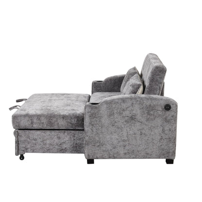 Convertible Sofa With Usb And Adjustable Backrest