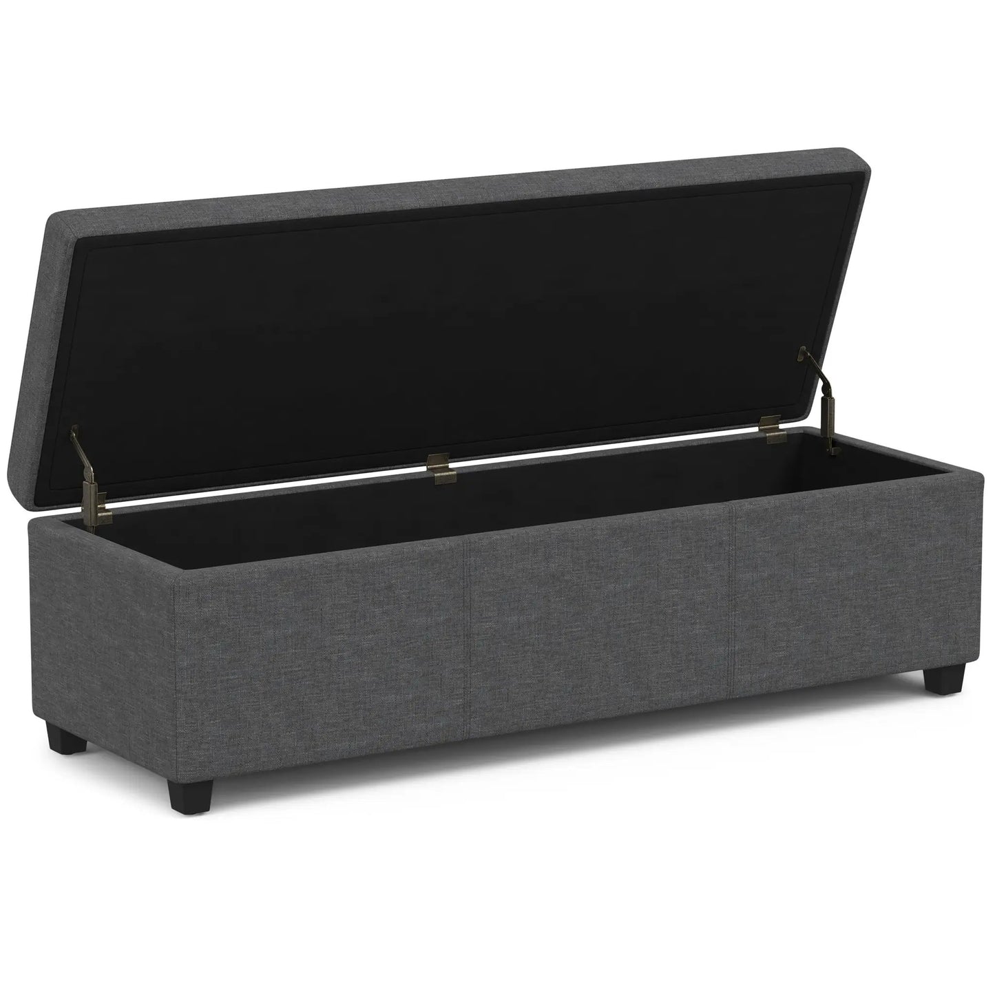 Avalon storage ottoman bench with lift lid and interior storage in gray fabric on Tampa Home & Garden Store