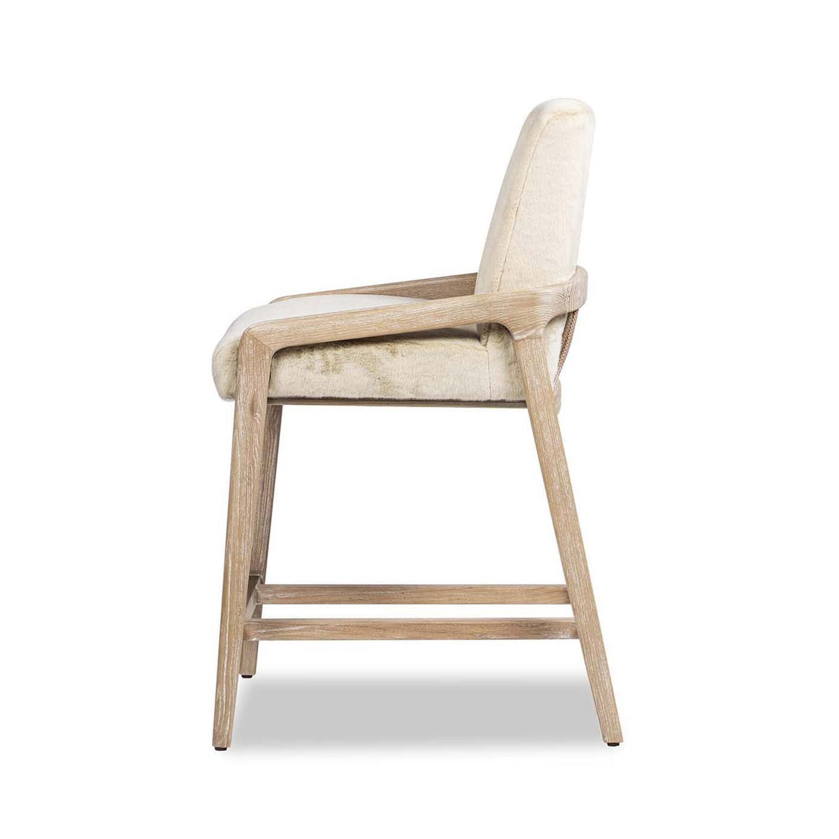 Solid Ash Upholstered Counter Height Stool with Rope Detail, cream fabric seat and back on Tampa Home & Garden Store