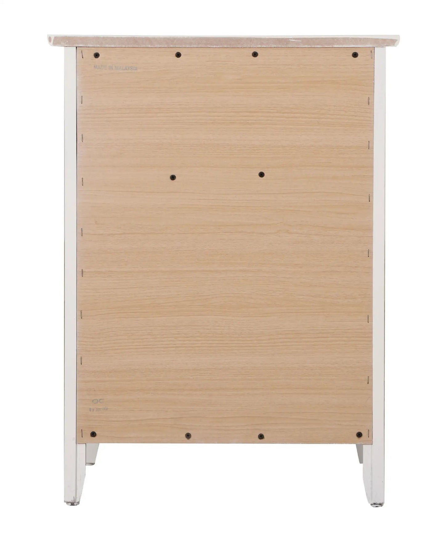 1 Drawer / 1 Door Nightstand, natural wood finish with white frame, back panel screws visible on Tampa Home & Garden Store
