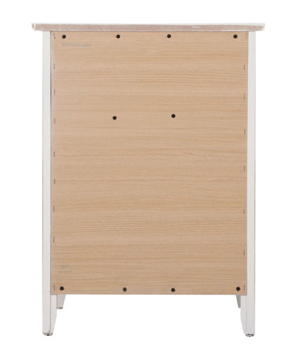 1 Drawer / 1 Door Nightstand, natural wood finish with white frame, back panel screws visible on Tampa Home & Garden Store
