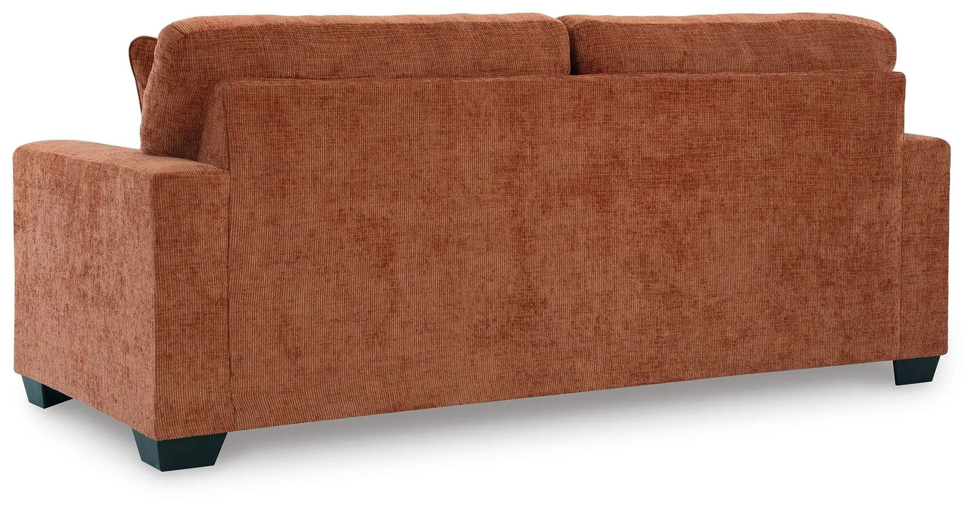 Aviemore sofa sleeper in rust-orange textured fabric with dark block legs on Tampa Home & Garden Store