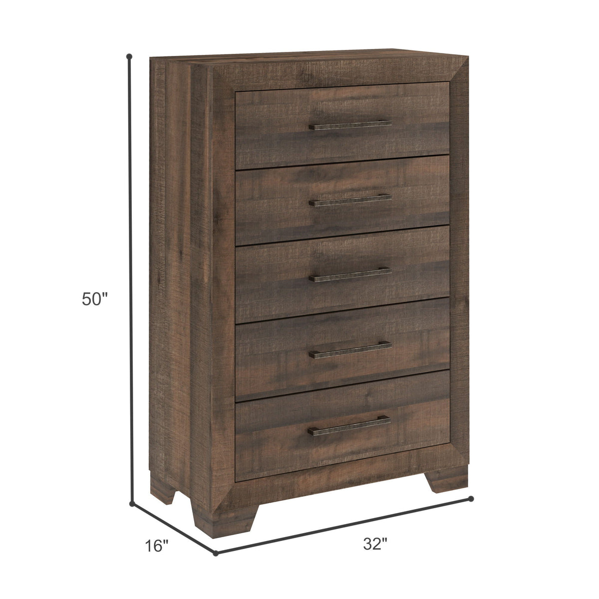 5-drawer brown wood accent chest with metal bar pulls by HouseOfZazla on Tampa Home & Garden Store