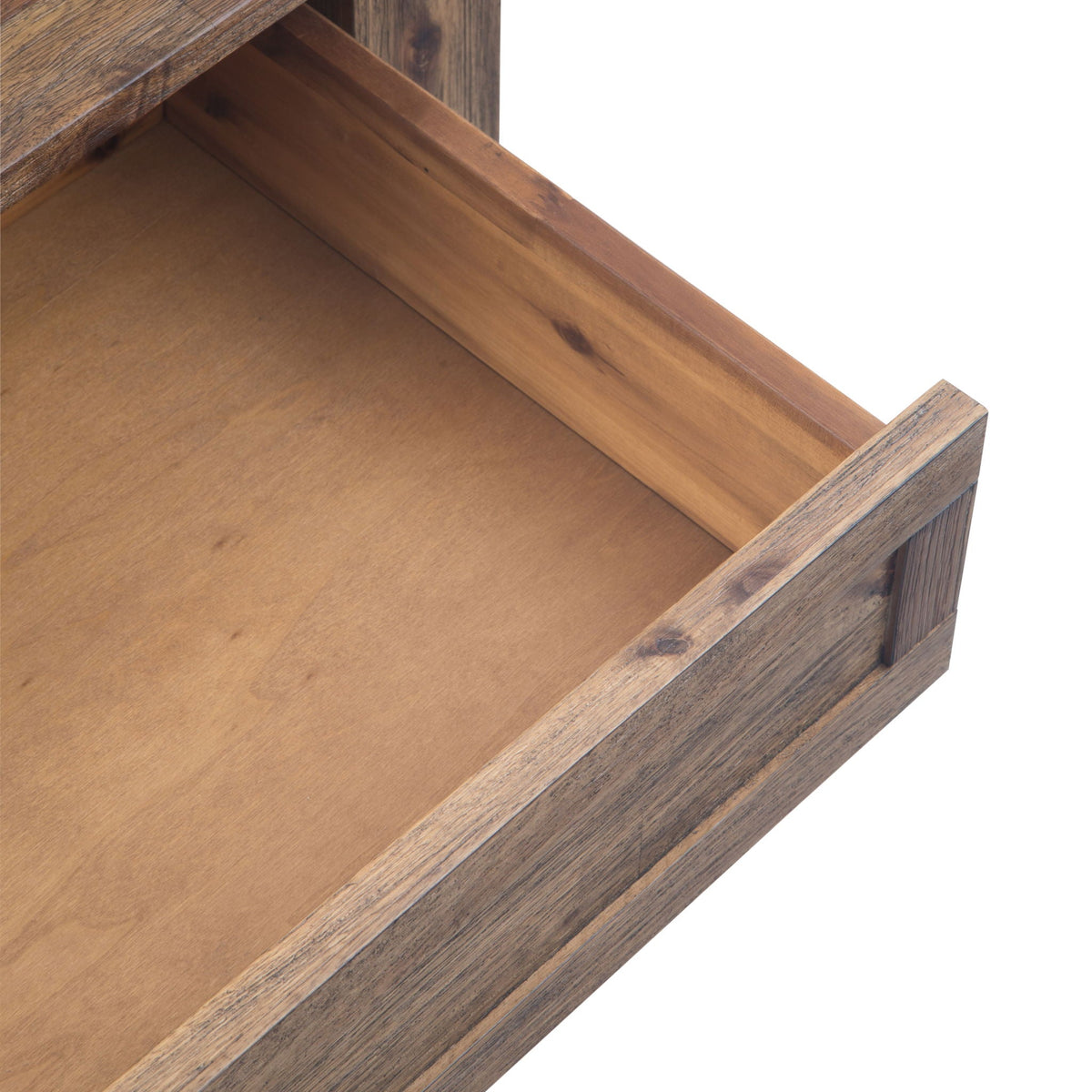 Monroe solid acacia side table in warm brown wood finish on Tampa Home & Garden Store