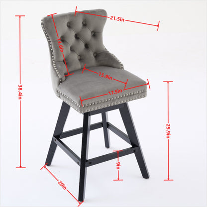 Swivel velvet barstools set of 2, wine red with tufted back on Tampa Home & Garden Store