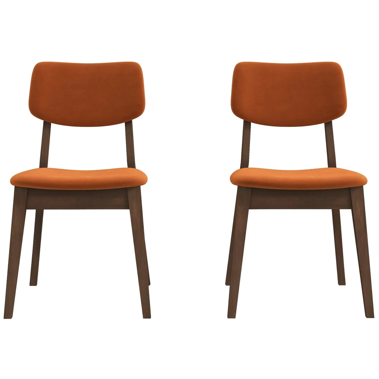 Carlos solid-back chairs in orange with dark wood legs set of 2 Unique Piece Furniture on Tampa Home & Garden Store