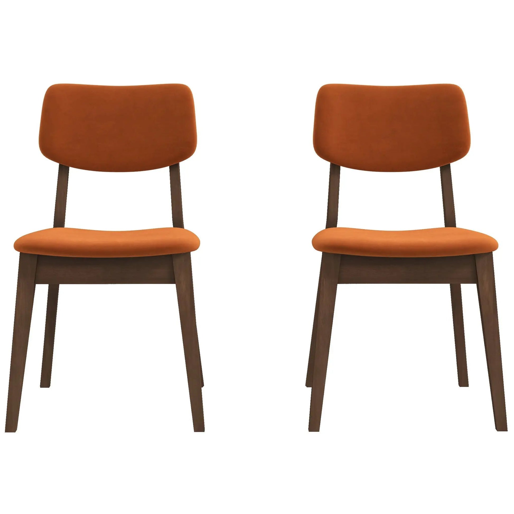 Carlos solid-back chairs in orange with dark wood legs set of 2 Unique Piece Furniture on Tampa Home & Garden Store