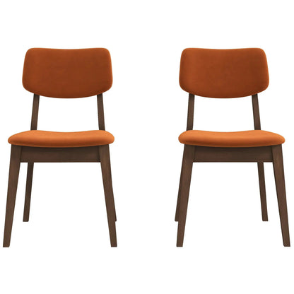 Carlos solid-back chairs in orange with dark wood legs set of 2 Unique Piece Furniture on Tampa Home & Garden Store