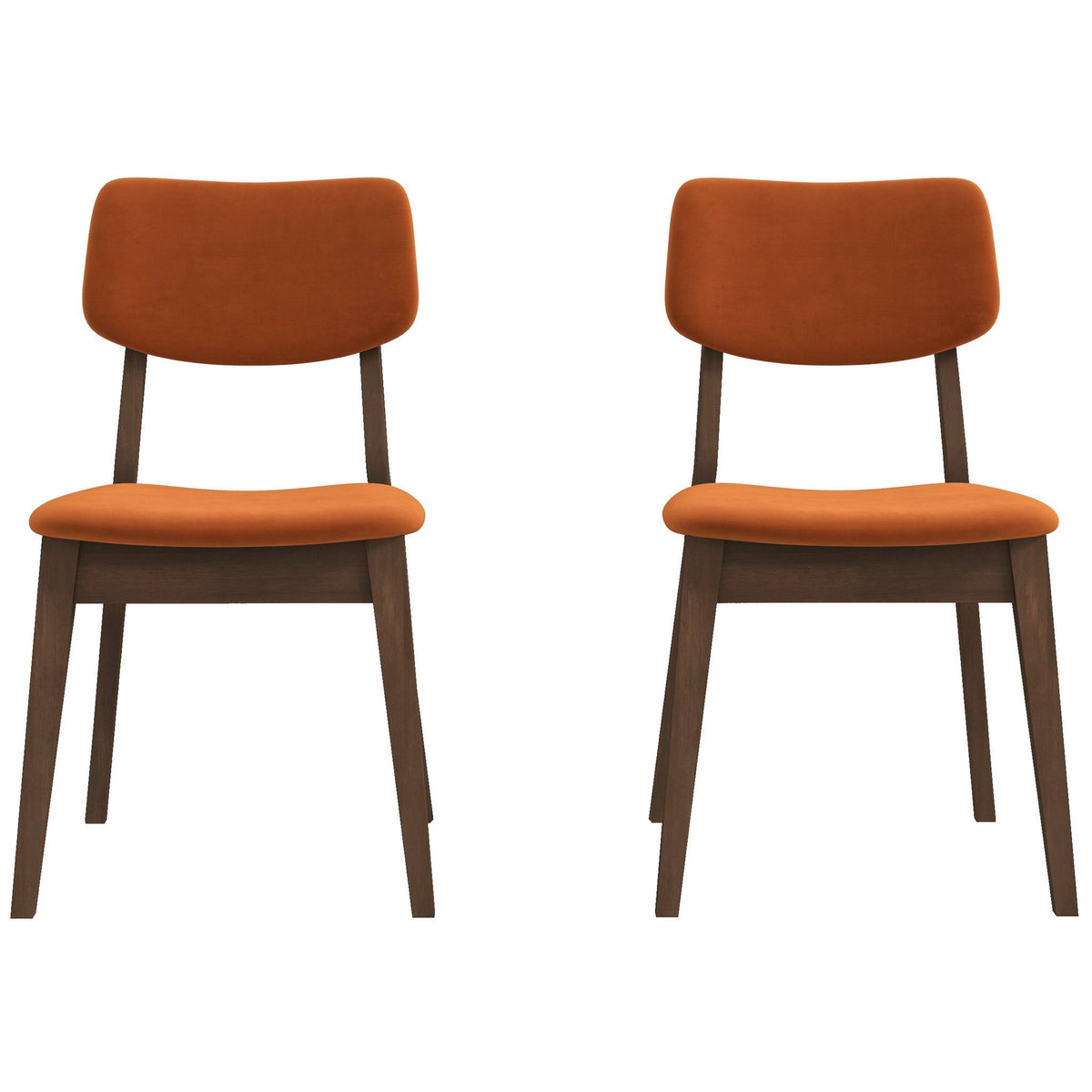Solid Back Side Chair Set by HouseOfZazla, orange fabric with dark wood legs, 2 chairs on Tampa Home & Garden Store