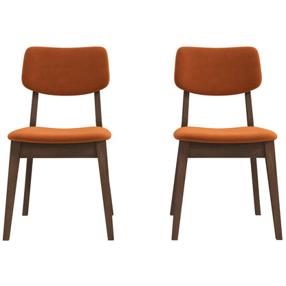 Solid Back Side Chair Set by HouseOfZazla, orange fabric with dark wood legs, 2 chairs on Tampa Home & Garden Store