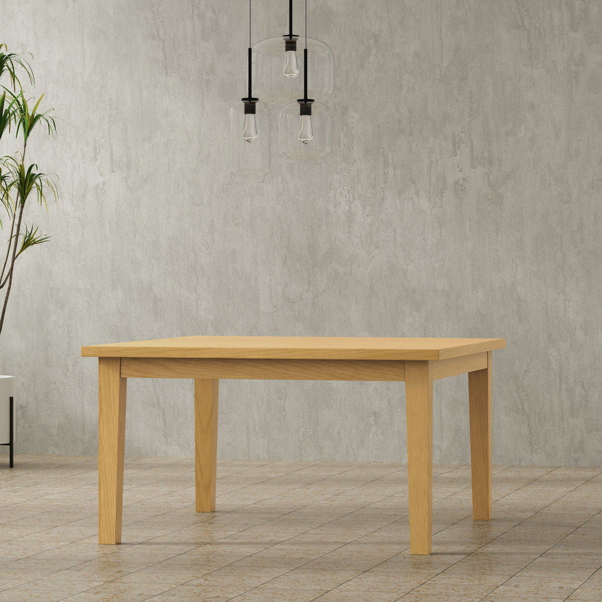 Rubberwood dining table with lacquer finish in natural wood tone, four legs HouseOfZazla on Tampa Home & Garden Store