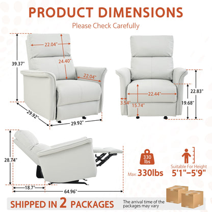Manual Rocker Recliner Chair for Adults by HouseOfZazla, gray faux leather recliners (pair) on Tampa Home & Garden Store