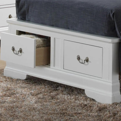 Upholstered Sleigh Bed with Dovetail Drawers