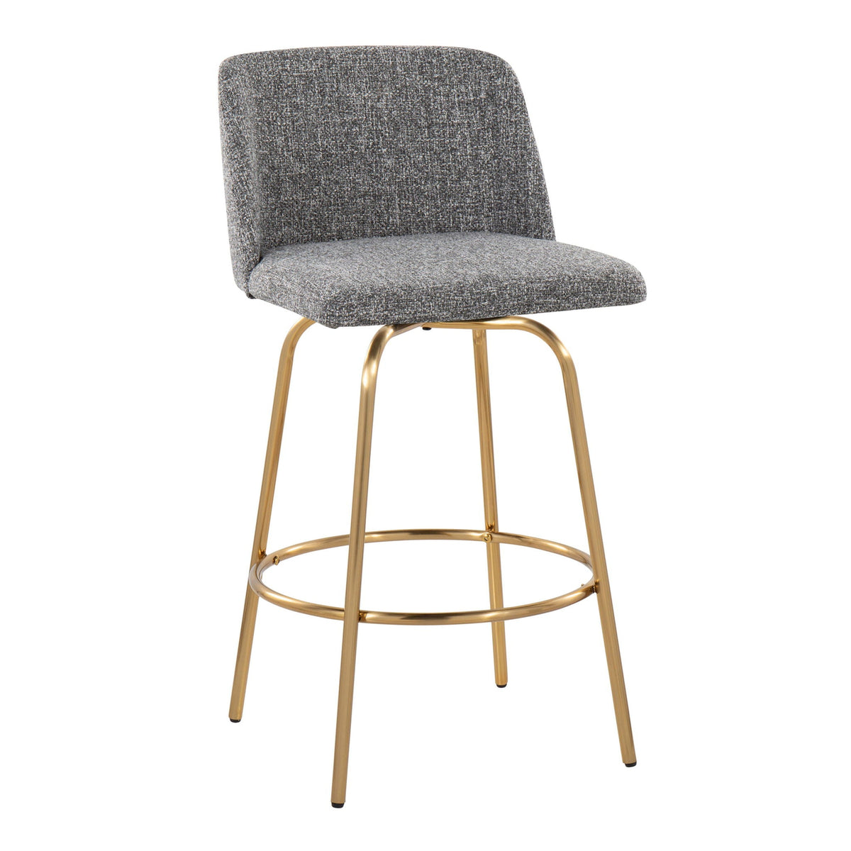 Toriano contemporary fixed-height swivel counter stools, grey fabric, set of 2 on Tampa Home & Garden Store