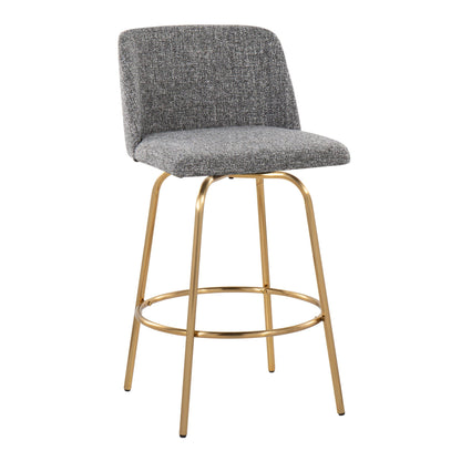 Toriano contemporary fixed-height swivel counter stools, grey fabric, set of 2 on Tampa Home & Garden Store