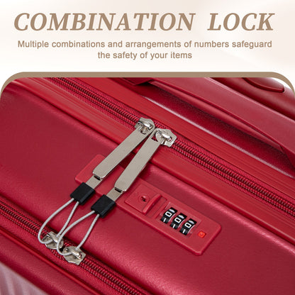 Red ABS luggage set with front-opening design, 14/20, 2-piece spinner with combination lock on Tampa Home & Garden Store