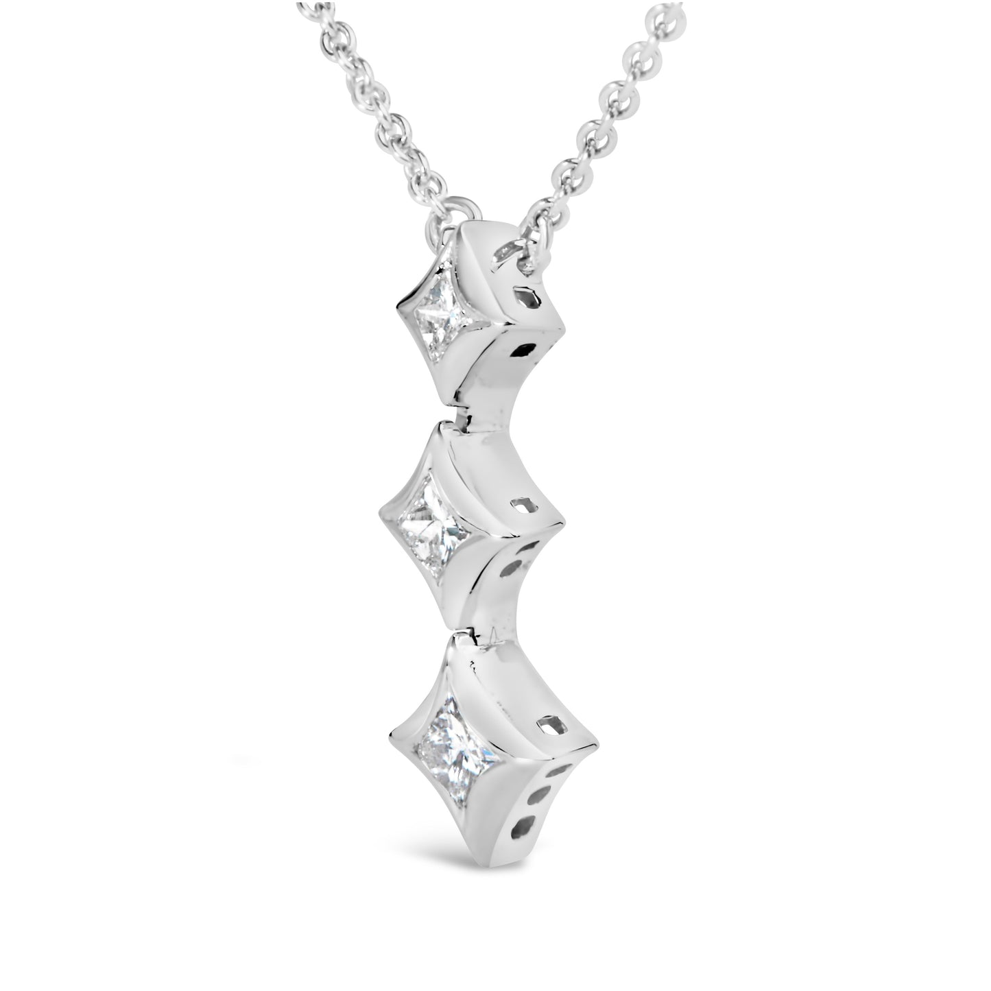 10K white gold 3-stone princess-cut diamond drop pendant necklace on 18-inch chain by Bids.com on Tampa Home & Garden Store