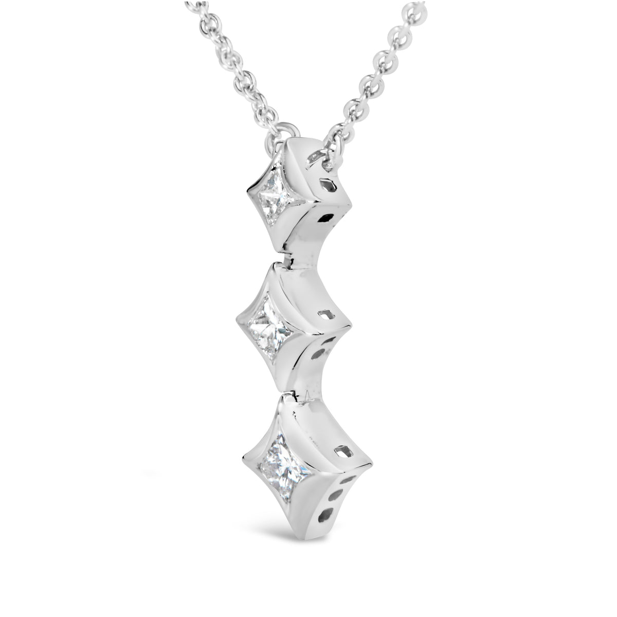 10K white gold 3-stone princess-cut diamond drop pendant necklace on 18-inch chain by Bids.com on Tampa Home & Garden Store