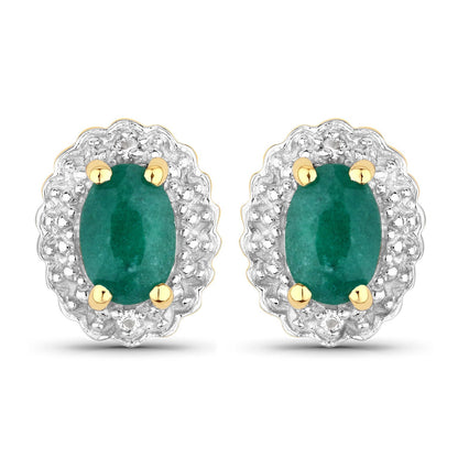 Dyed emerald and white topaz stud earrings in .925 silver with gold prong halos by Bids.com on Tampa Home & Garden Store