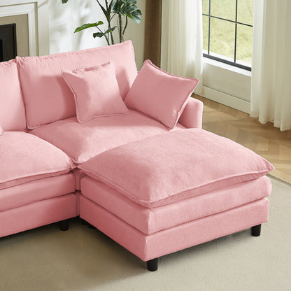 L Shaped Modular Sectional Sofa and Ottoman