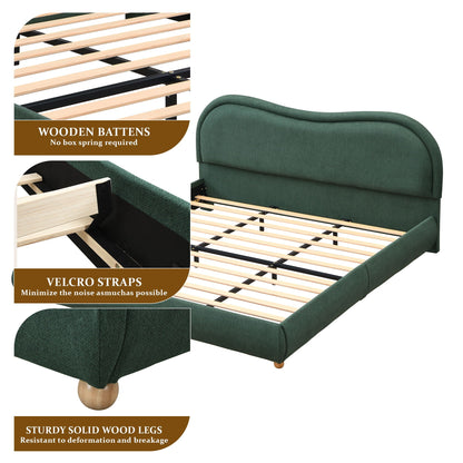Upholstered Platform Bed with Curved Headboard