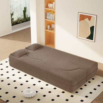 Modern Floor Sleeper Sofa Bed And Two Pillows