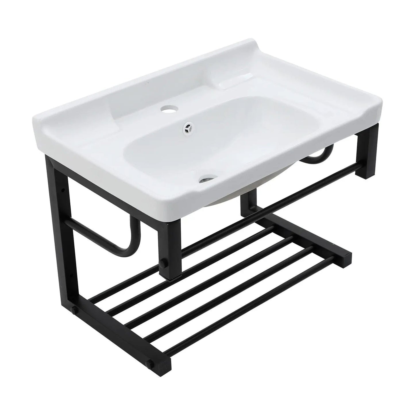 Wall Mounted Rectangular Sink with Towel Bar