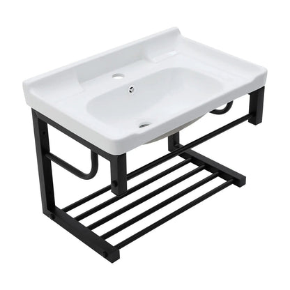 Wall Mounted Rectangular Sink with Towel Bar