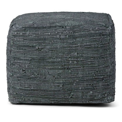 Fredrik handcrafted square accent pouf in charcoal woven fabric by Unique Piece Furniture on Tampa Home & Garden Store