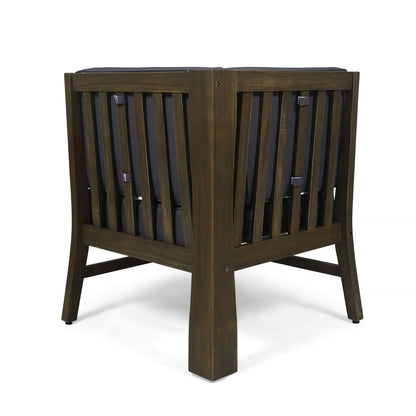Perla Corner Chair by HouseOfZazla with water-resistant cushions on a dark wood frame on Tampa Home & Garden Store