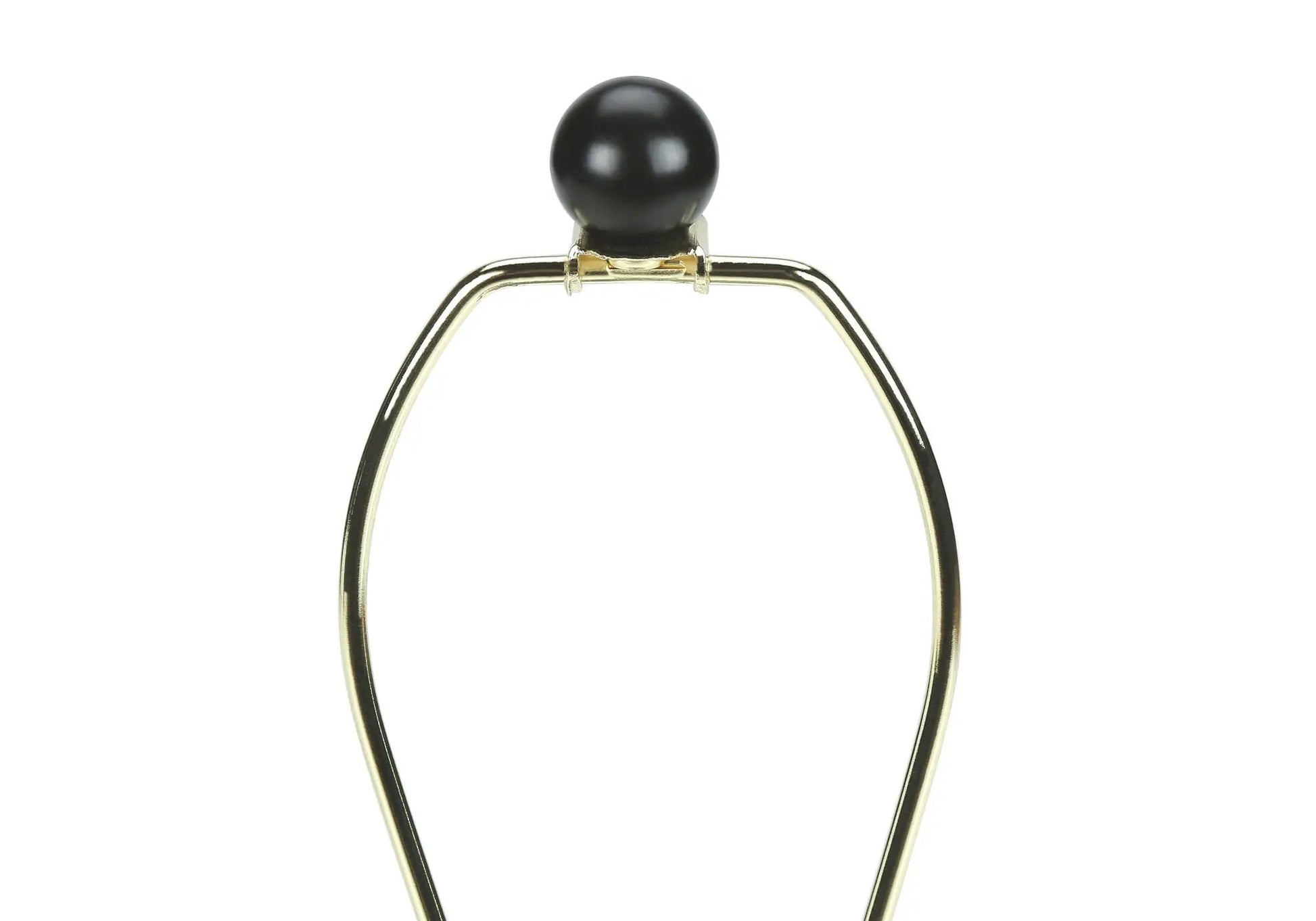 Table lamp black ceramic ball finial atop brass curved arm by Unique Piece Furniture on Tampa Home & Garden Store