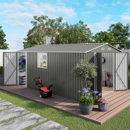 Outdoor Metal Storage Shed With Lockable Doors