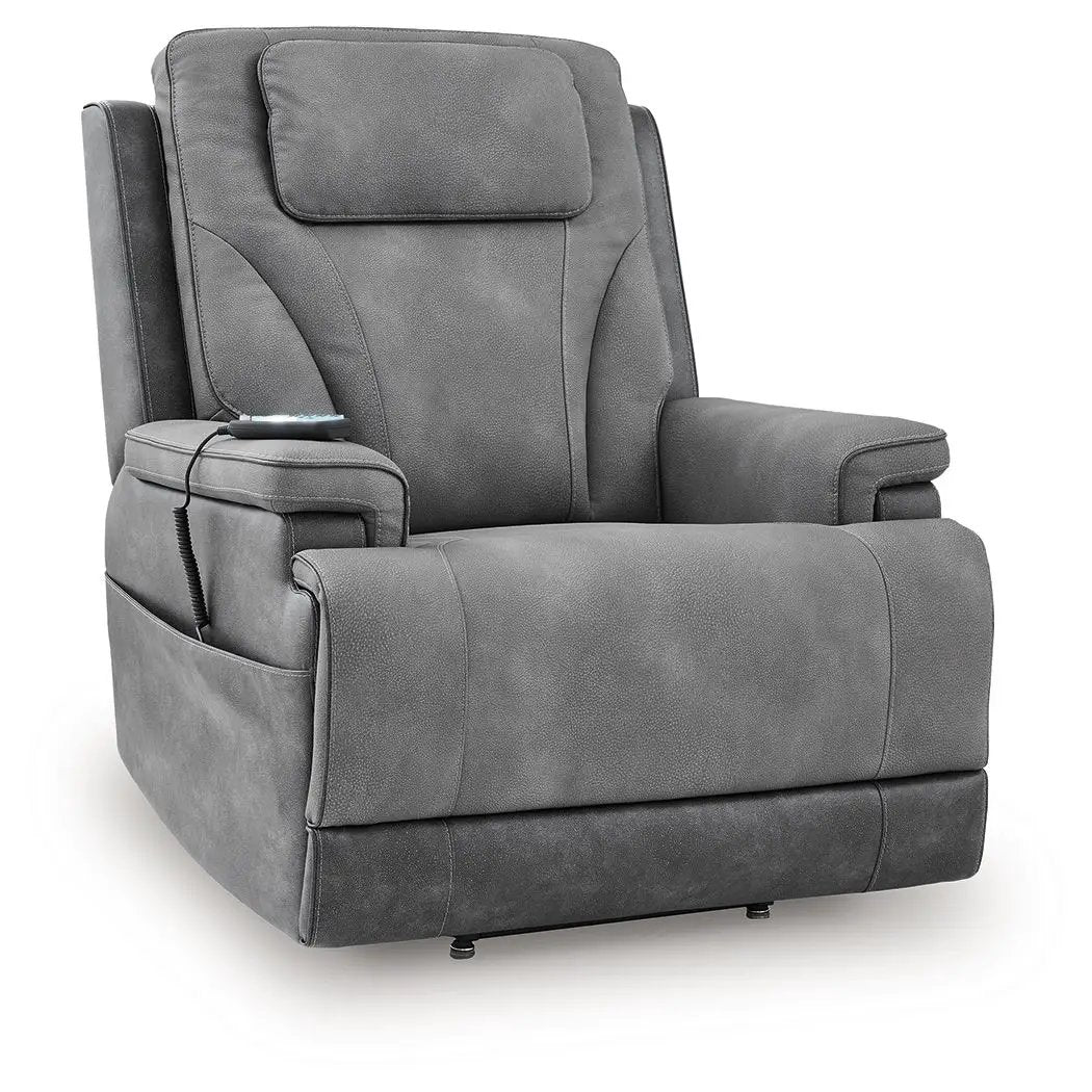 4Z-Peaceful Pause Power Lift Recliner gray faux leather with remote by Unique Piece Furniture on Tampa Home & Garden Store