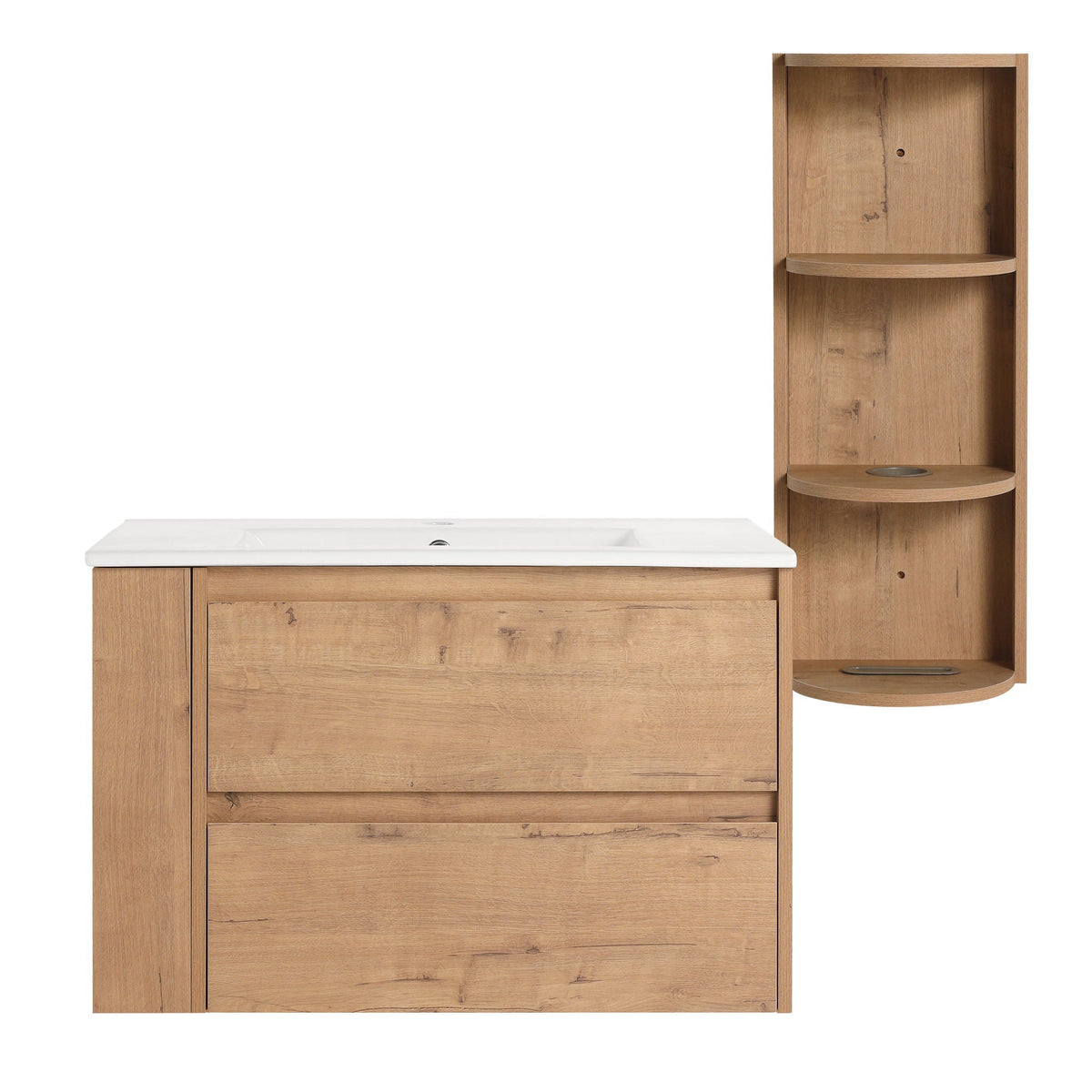 HouseOfZazla modern wall-mounted bathroom vanity with ceramic sink and integrated storage rack on Tampa Home & Garden Store