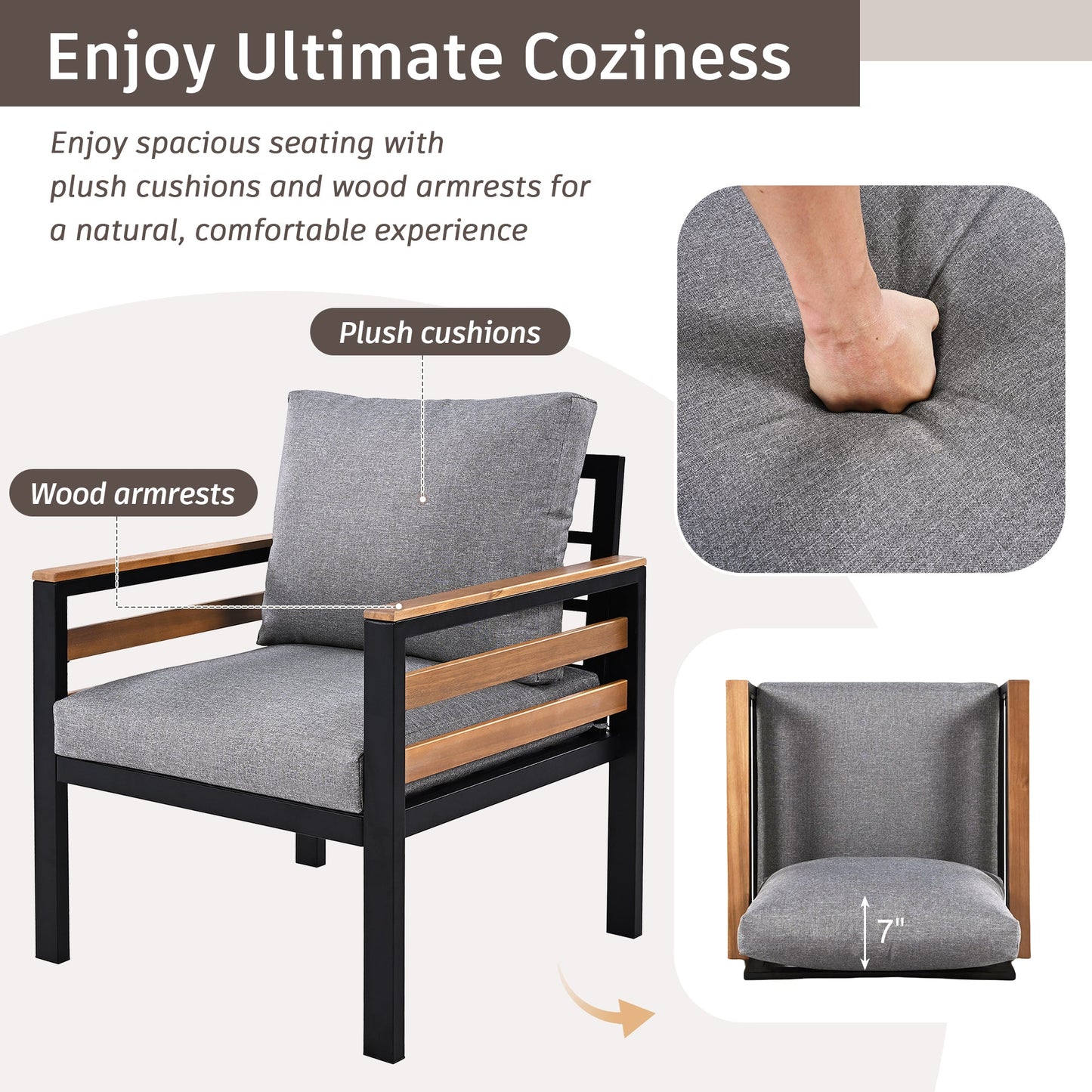 4 Piece Outdoor Conversation Sofa Set for Five